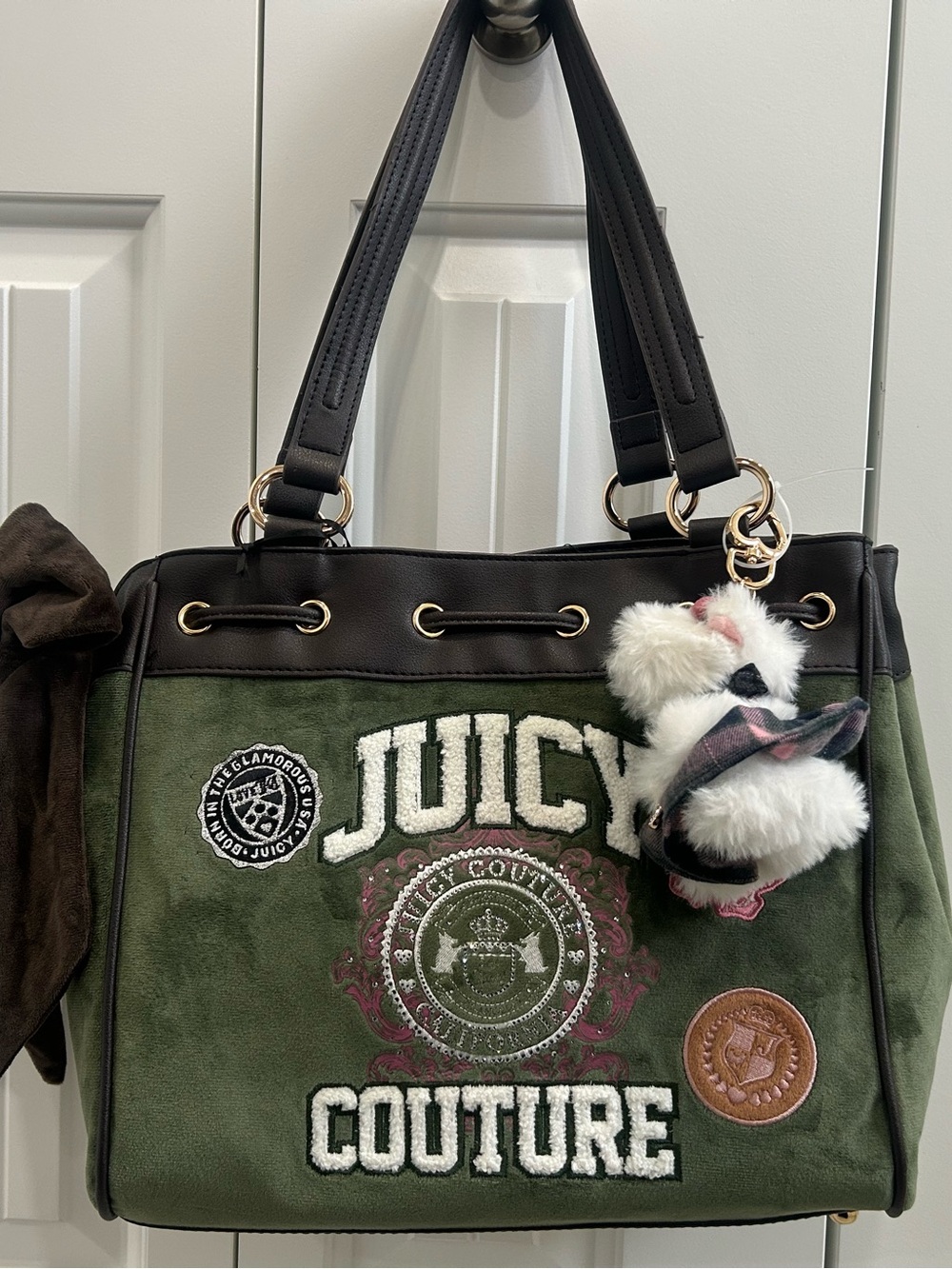 Juicy Couture Green Expresso Varsity Scotty Tote Bag
